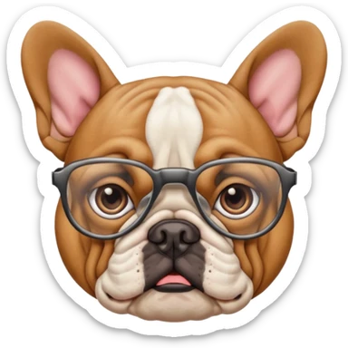 Frenchie bulldog with glasses  sticker