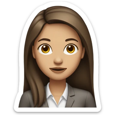 business woman long straight brown hair sticker