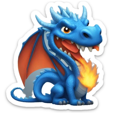 blue fire dragon sticker