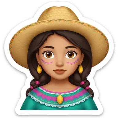 mexican cute girl painted face sticker