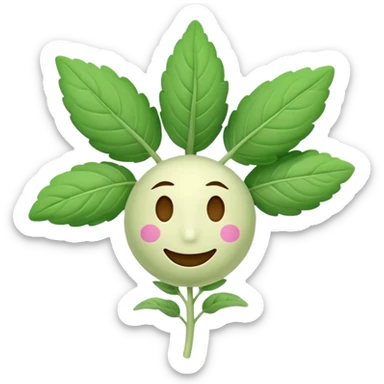 clary sage with a happy face, stylized emoticon sticker