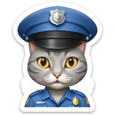 grey cat police sticker