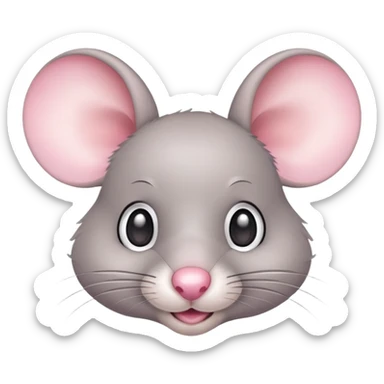 Cute gray mouse with large ears and a pink nose sticker