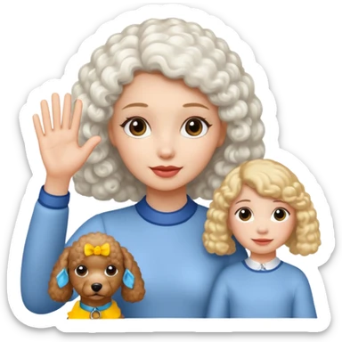 Poodle And girl say goodbye sticker