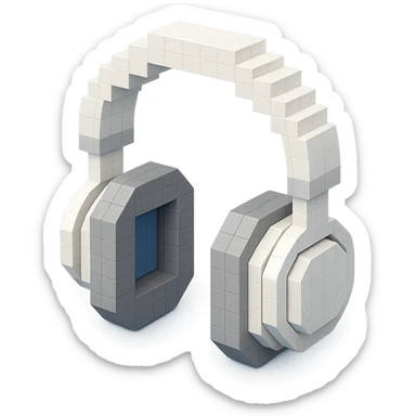 white Sony headphones, futuristic design sticker