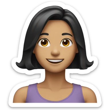 smiling girl with black hair sticker