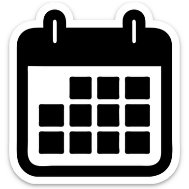 week calendar icon with simple grid and bold lines solid black icon style sticker