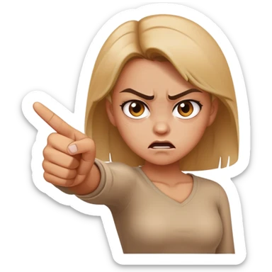 Angry girl pointing finger with body sticker