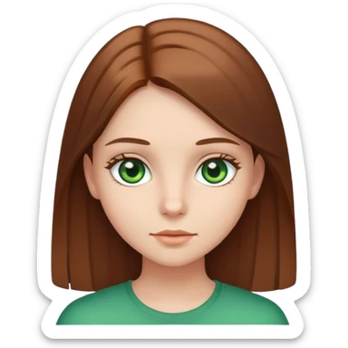 Girl with brown straight hair and green eyes sticker