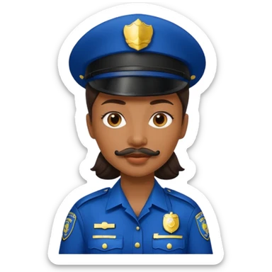 black woman with mustache wear police's uniform sticker