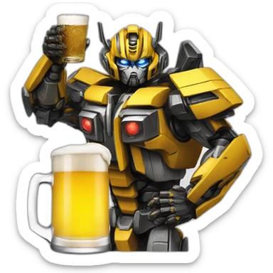 transformers bumblebee drink beer sticker