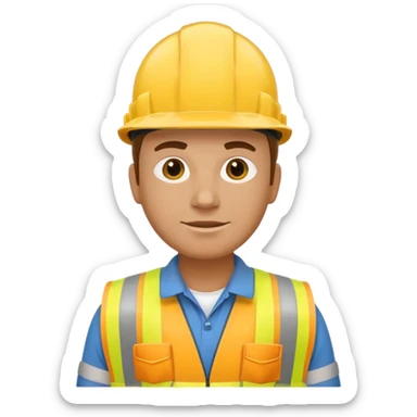 Construction worker in yellow hard hat and vest sticker