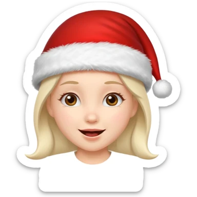 holiday girl mood wearing santa hat sticker