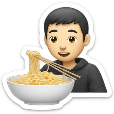 chinese man eating cat noodles sticker