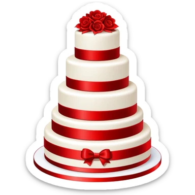 Bright red wedding cake, three tiers, completely red with no white or other colors sticker
