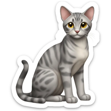 Serengeti cat sitting light grey full body sticker