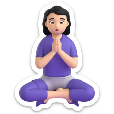 person on their knees begging with hands clasped together and pleading expression sticker