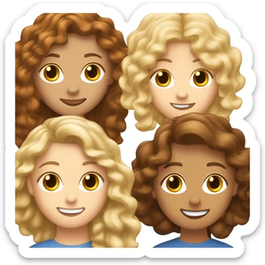 Drei Freundinnen eine mit blonden mittellangen Haar eine mit braunen welligen haaren und eine mit braunen lockigen haaren  sticker