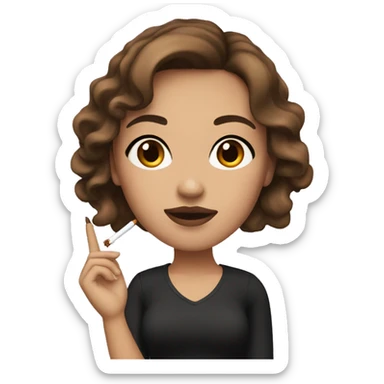 A girl with brown hair, brown eyes, heavy makeup and a cigarette in her hand. sticker