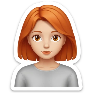 girl with shoulder straight orange/red/light brown hair  sticker