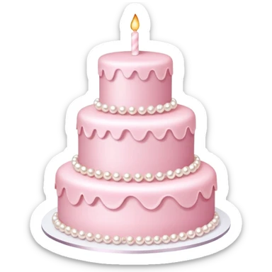 three-tier light pink cake decorated with pearls sticker