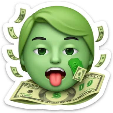 🤑 Money-Mouth Face Emoji, but vomiting instead of a tongue sticking out
 sticker