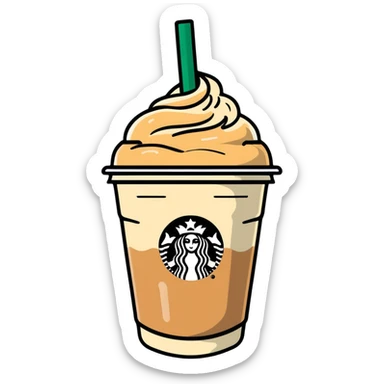 cute Starbucks iced latte with condensation on cup sticker