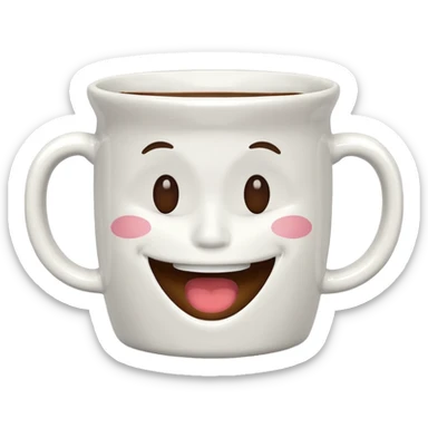 Coffee mug with closed mouth smile sticker
