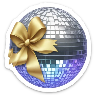 Disco ball with bow sticker