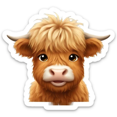 Cute Fluffy Highland cow baby sticker