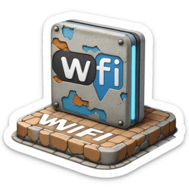 A Block saying "wifi" lying on a street in a quiet village sticker