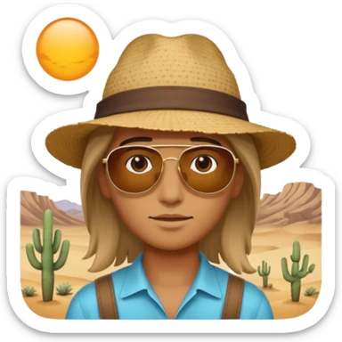 person living in desert just face, hair showing sticker