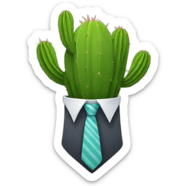 Cactus with a tie sticker