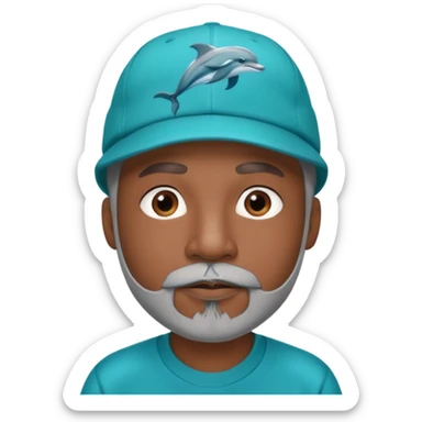 Black man with gray goatee wearing a Dolphins cap sticker
