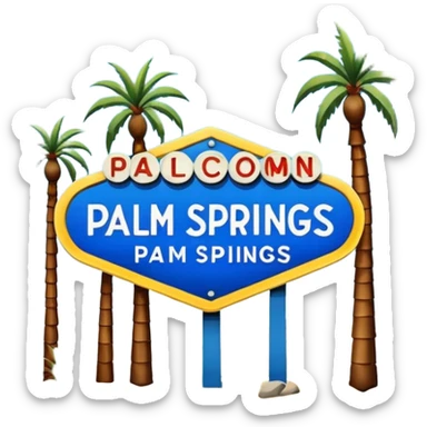 Palm Springs sign with palm trees sticker