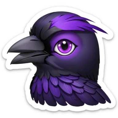 black raven with purple eyes more dark and gothic image and more black i just want the eyes purple sticker