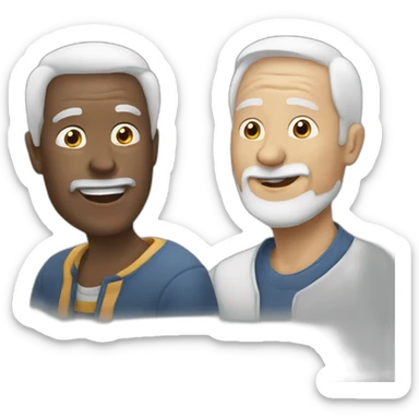 two old white friends communicating sticker