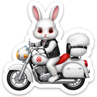 Red eye high rabbit ridding motorcycle  sticker