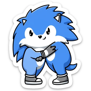 Sonic the blue hedgehog and Silver the white/silver hedgehog holding hands together as friends sticker