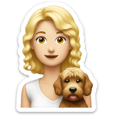 Paar blond und rothaarig mit braun weißen Pudel sticker