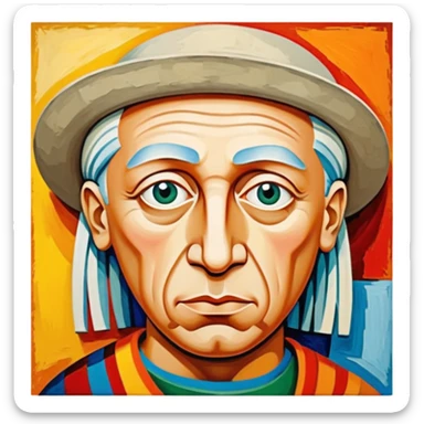 pablo picasso painting on canvas sticker