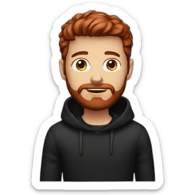 Guy with Short Dark red colored hair a Dark red beard and Black Pullover sticker