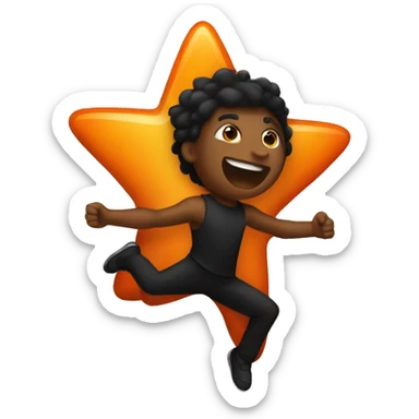 jumping star half black, half orange burnt sticker