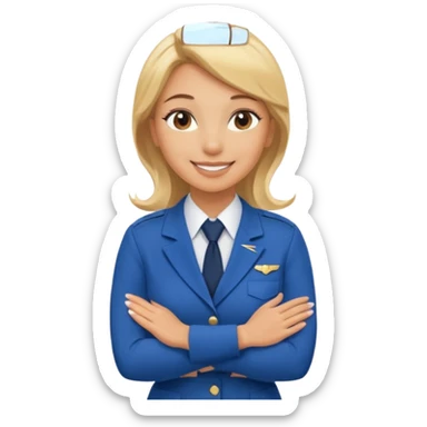 female flight attendant hugging sticker
