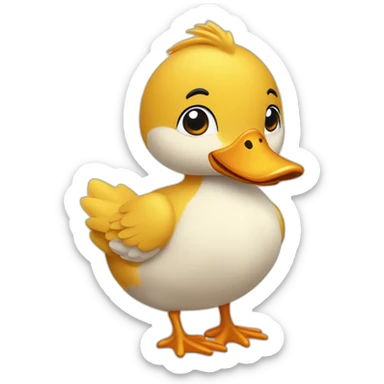 Un canard tenant la main d’un poussin sticker
