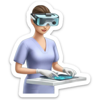 Surgeon-performing-Breast-surgery-with-virtual-reality-display sticker