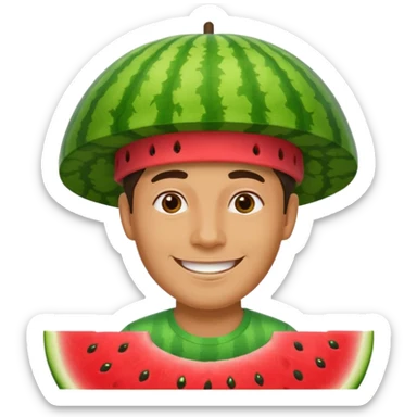 man with watermelon hat sticker