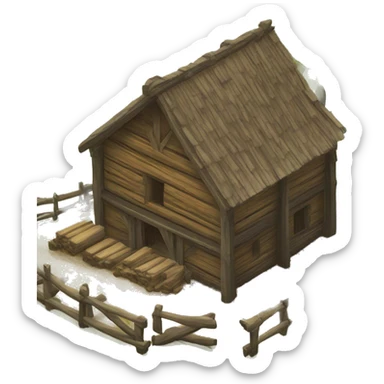 medieval lumber mill building sticker