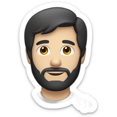 white man with short black hair and a beard sticker