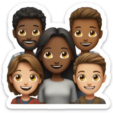 girl with boys and beards sticker